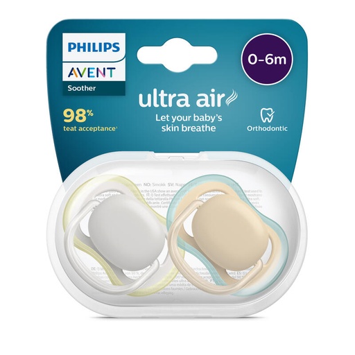[scf085/15] 2 Sucettes Orthodontiques Silicone 0-6 Mois avent